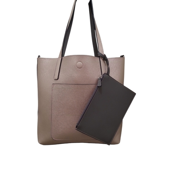 Metallic Gold Reversible Tote Bag with Matching Coin Purse - Picture 1 of 10